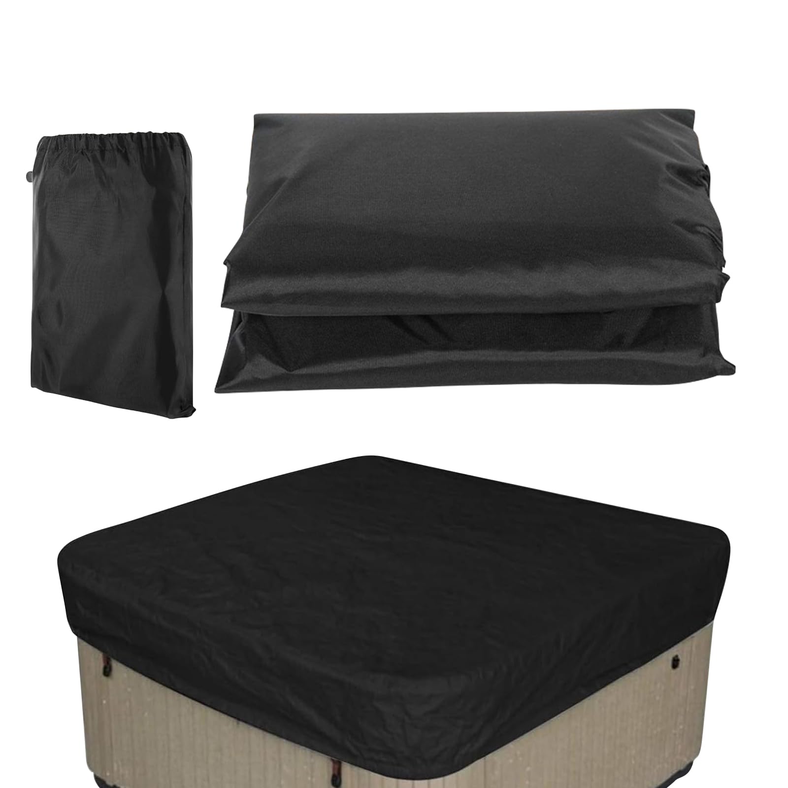 ACESOME Cubierta para jacuzzi, cubierta de piscina, 231 x 231 x 30 cm, cuadrada, para todas las condiciones climáticas, para jardín, jacuzzi, tela Oxford 210D, lona de piscina protección contra el