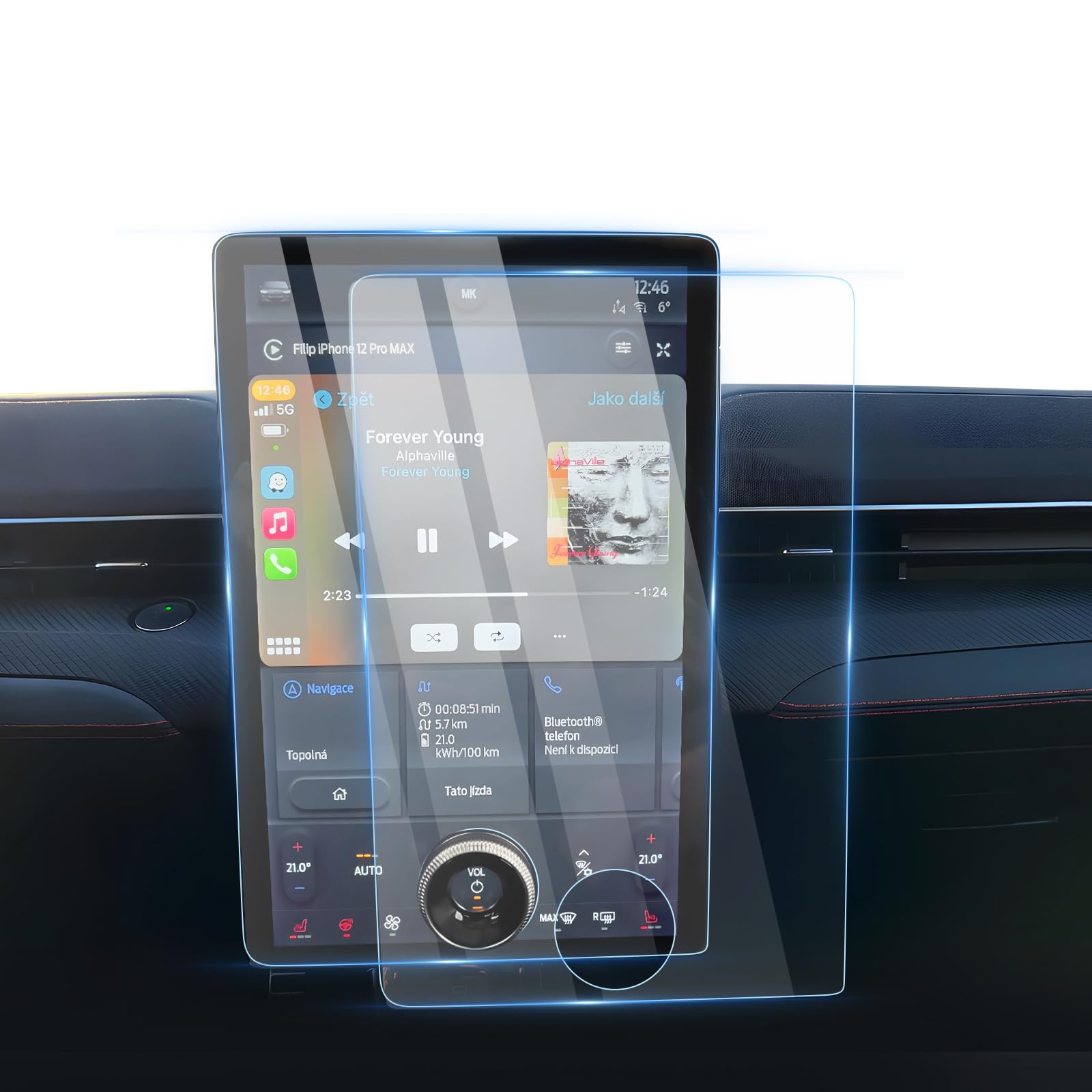 Karltys [Upgrade] 2 Pack Screen Protector for Ford Mustang Mach-E 2021-2025 2026 15.5-Inch Touchscreen, Navigation Display Tempered Glass Anti Glare Screen Protector for Mustang Mach-E Accessories