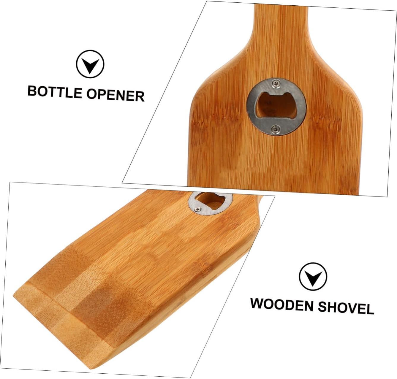 Milisten 2pcs Wooden BBQ Cleaning Shovel with Bottle Opener Ergonomic Design for Easy Grilling Oven Cleaning Non-Slip Handle for Safe Use Essential Barbecue Tool for Outdoor Cooking