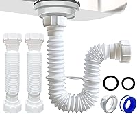 VIVIDA Flexible Sink Drain P-Trap 2-Pack, 1-1/2" Adjustable 7.5-17.7" Under Sink Pipe Kit with 1-1/4" Adapters, White for Kitchen & Bathroom