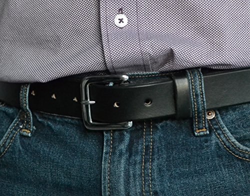 Forest Hill Executive Black Leather Belt with clean styling,100% Solid Leather (not laminate), Amish Made in Lancaster, PA2