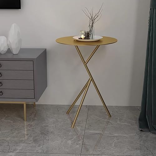 Mesa auxiliar redonda, mesa auxiliar de metal, mesa auxiliar pequeña, mesas multiusos para balcón, dormitorio y sala de estar, fácil de montar