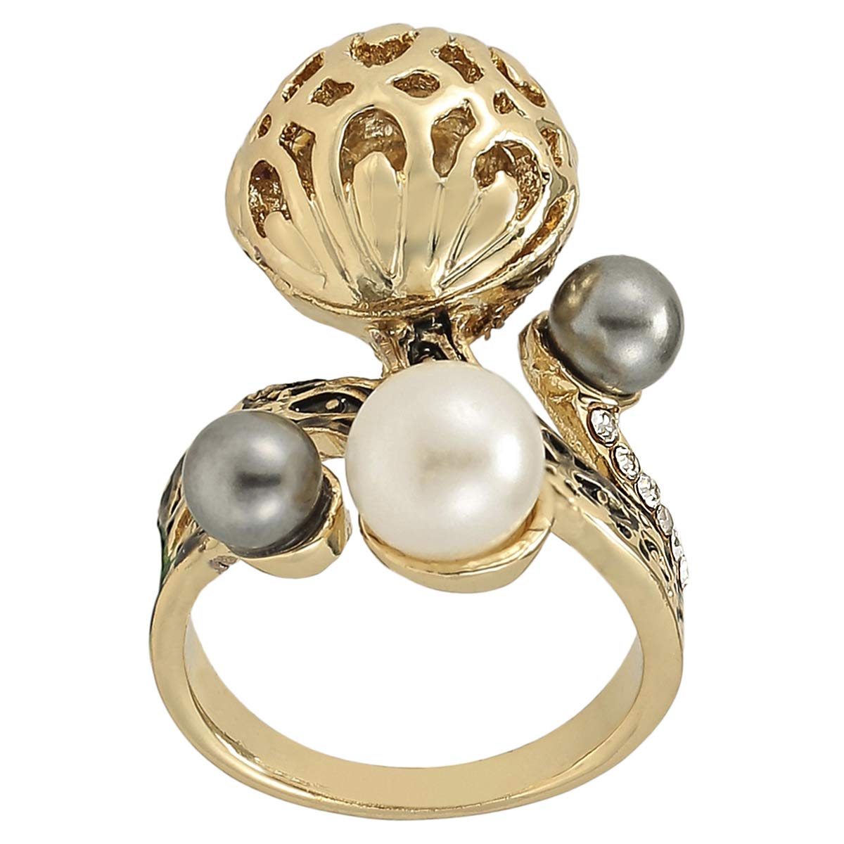 RNBWomen's Gold Plated Pearl Ring - 18