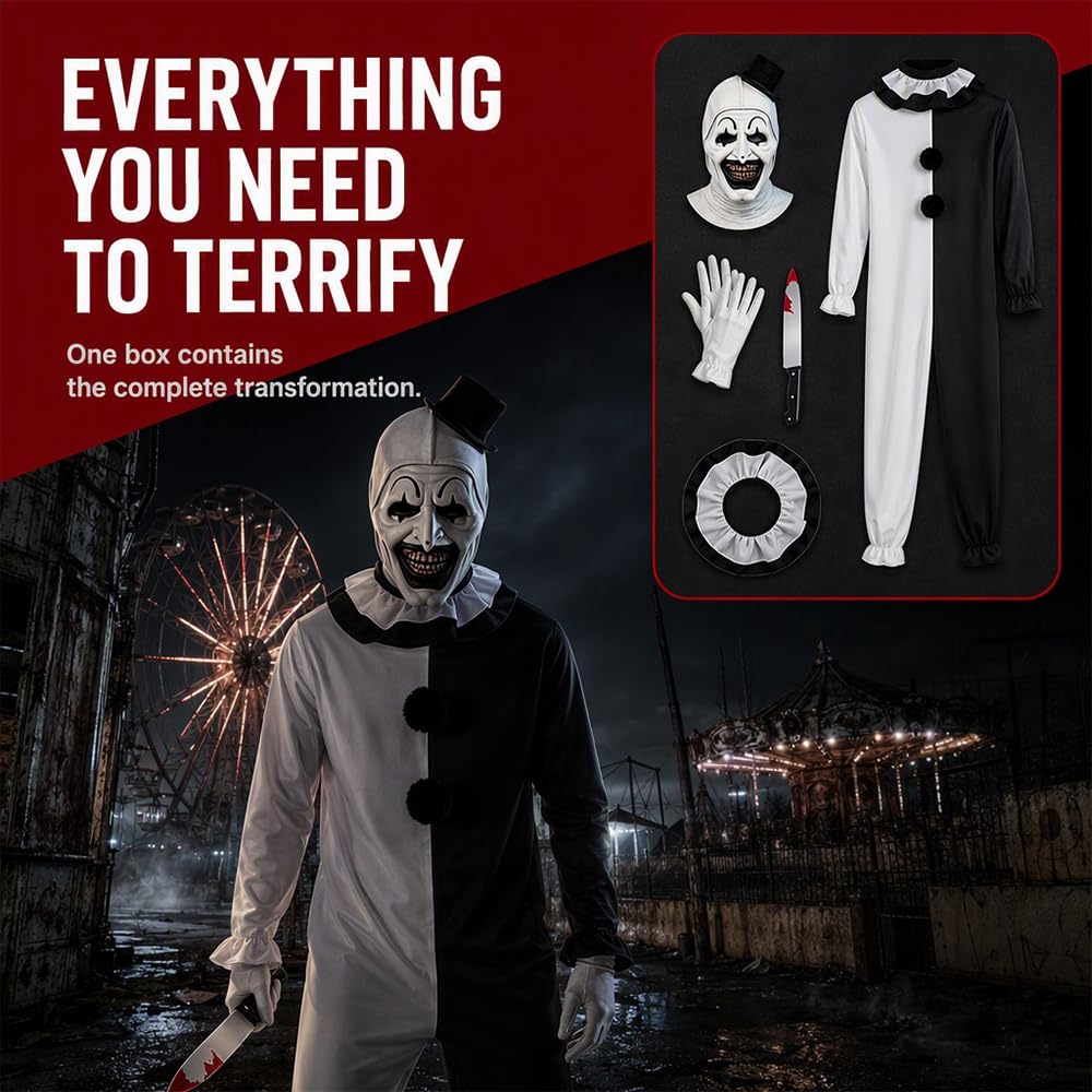 Costume Clown Tueur, Halloween Costume Terrifier Art the Clown