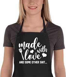Saukore Funny Kitchen Apron for Women Men - Novelty Baking Apron with 2 Pockets, Hilarious Gift for Bakers Mom Dad Christmas Birthday