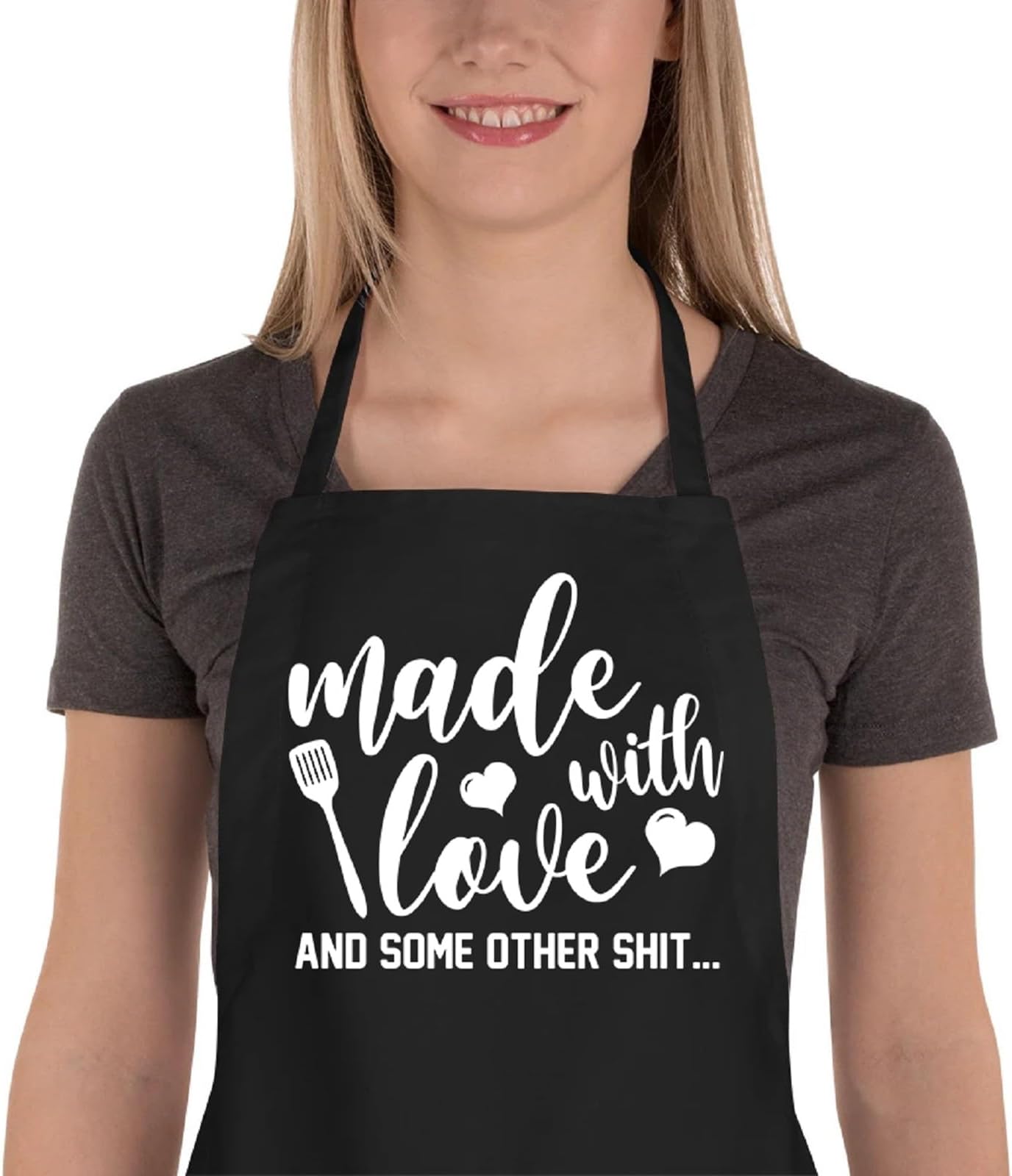 Funny Aprons for Women Men, Novelty Kitchen Cooking Apron with 2 Pockets, Cute Baking Gifts for Bakers, Birthday Mothers Day Apron Gift for Mom Wife Husband Sister Daughter Grandma