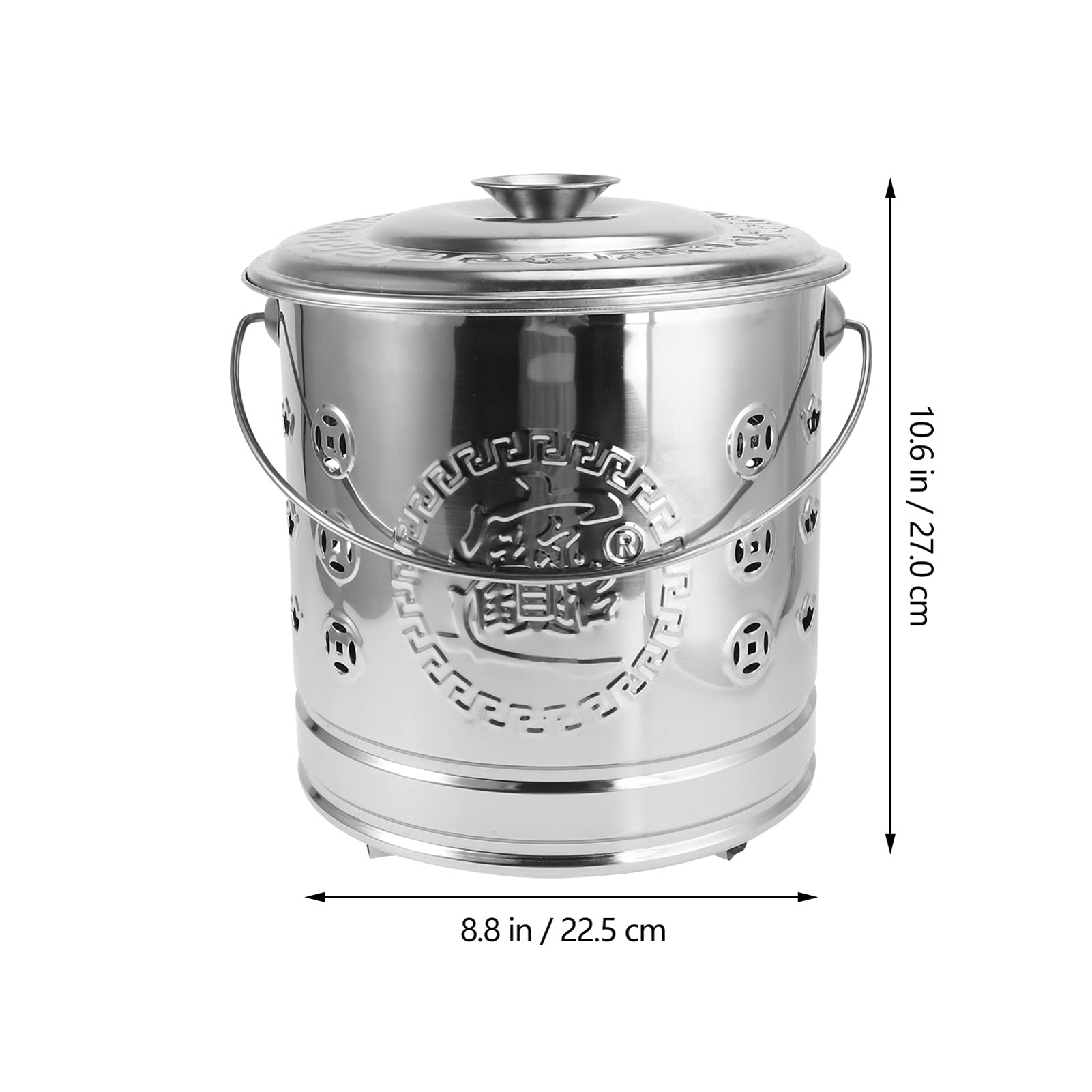Happyyami 1Set in Acciaio Inox Bruciare Barile di Metallo Inceneritore può con Burning Tong Giardino Forno per Il Legno Spazzatura Foglie di Masterizzazione