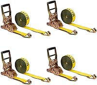 Vista 21 de Mytee Products Correa de trinquete amarilla de 2" x 27' con ganchos en J - Resistencia de rotura de 10,000 libras - Correa de amarre resistente