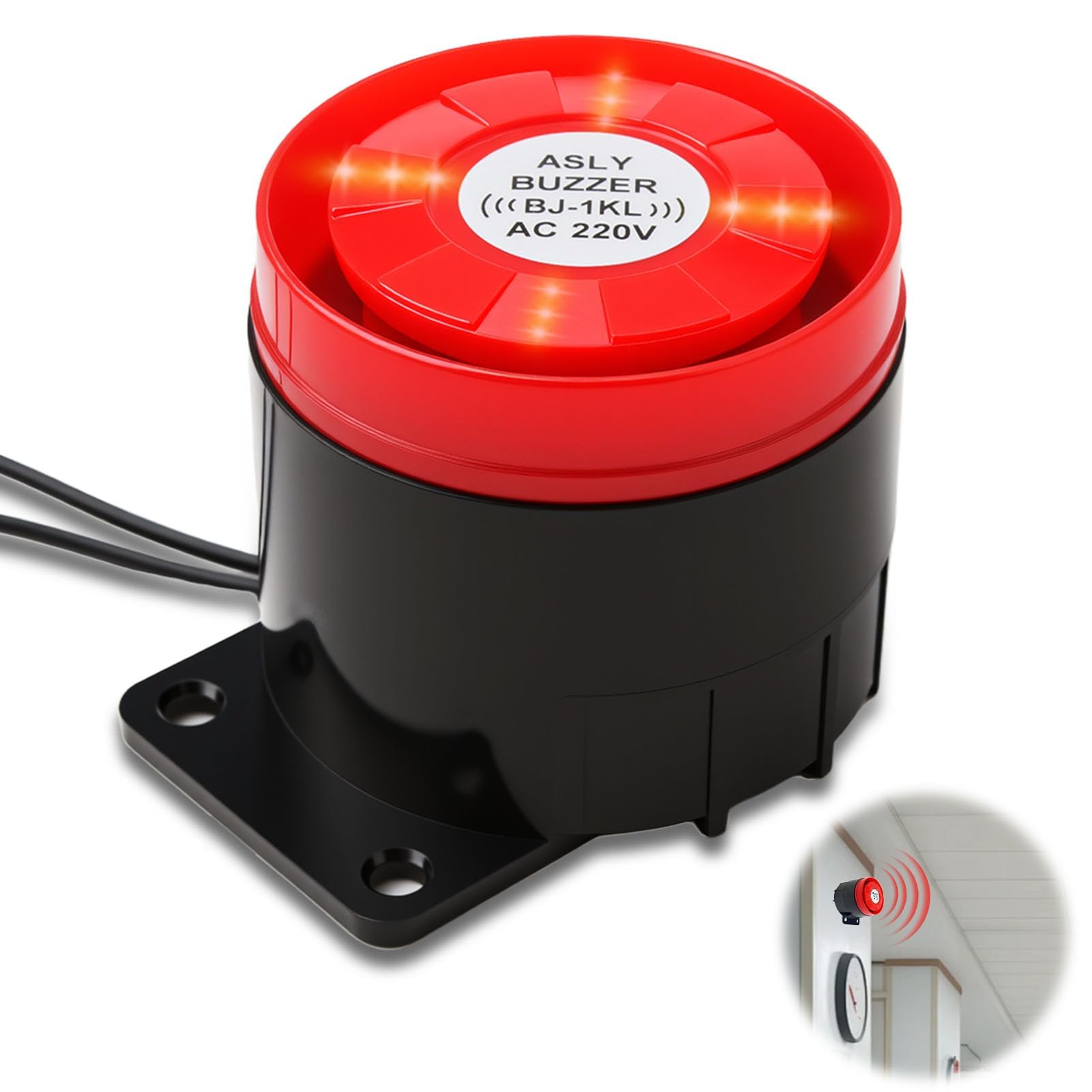 Sirena Al Aire Libre 220 V 120 DB, Sistema De Alarma De Seguridad Doméstica De Alto Decibelio, Alarma De Casa Intermitente Roja Para Garantizar La Seguridad De IA Casa
