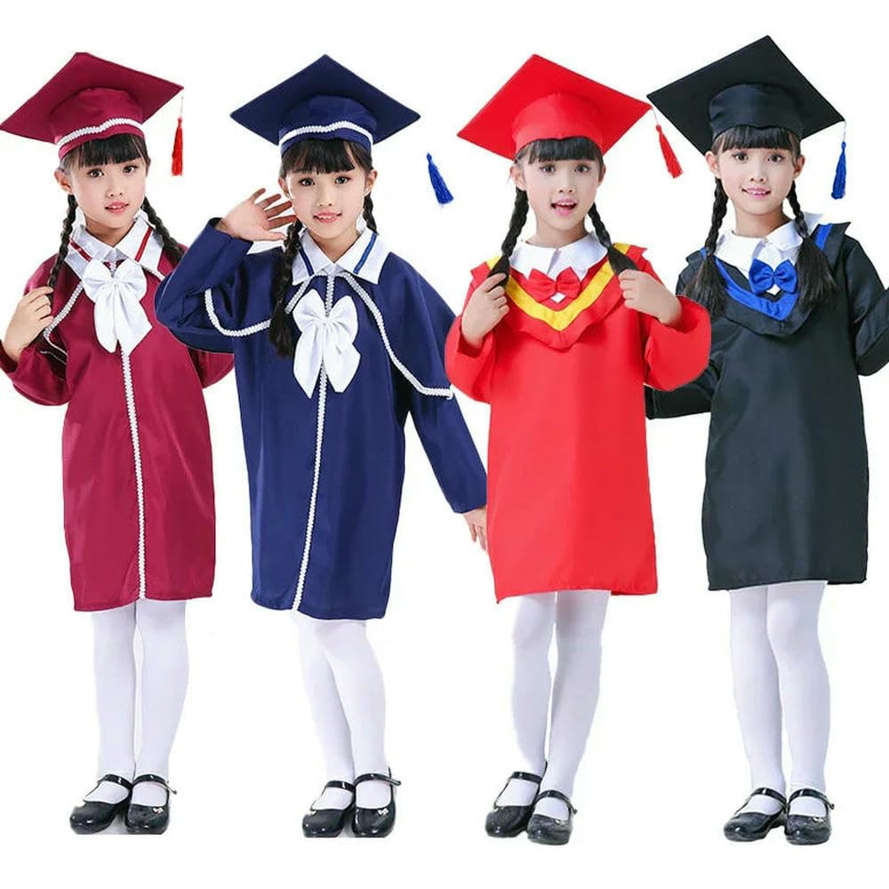 QXDZSW Kinder Abschlusskleid Kinder Bachelor Kostüme Schule Studenten Uniform Mädchen Kleid Set Hut Baby Performance Kleidung