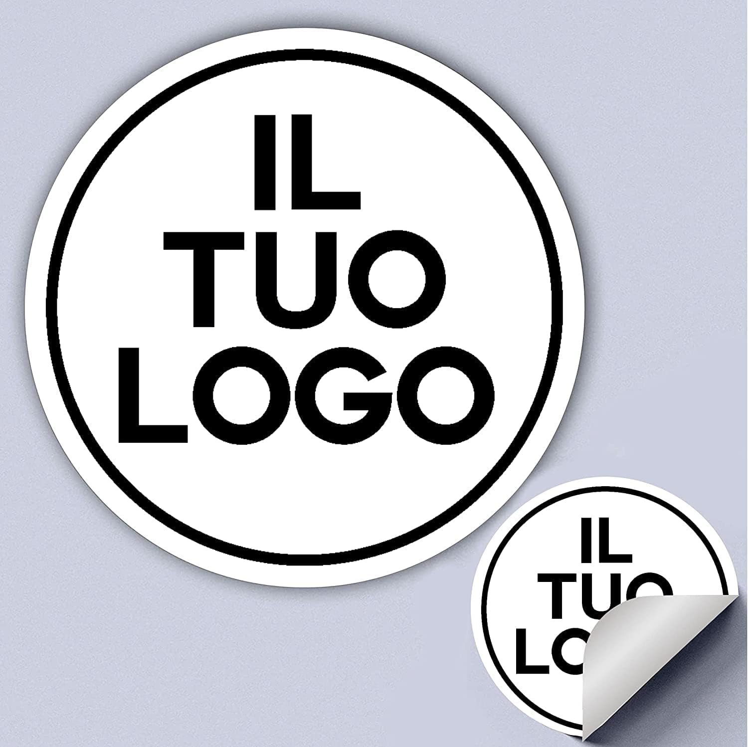 Mr Pubblicita - 100 Adesivi, etichette personalizzati - PERSONALIZZALO QUI - Etichette aziendali - logo azienda - Carica logo, immagine, foto - Adesivo negozio, ufficio (4 CM)