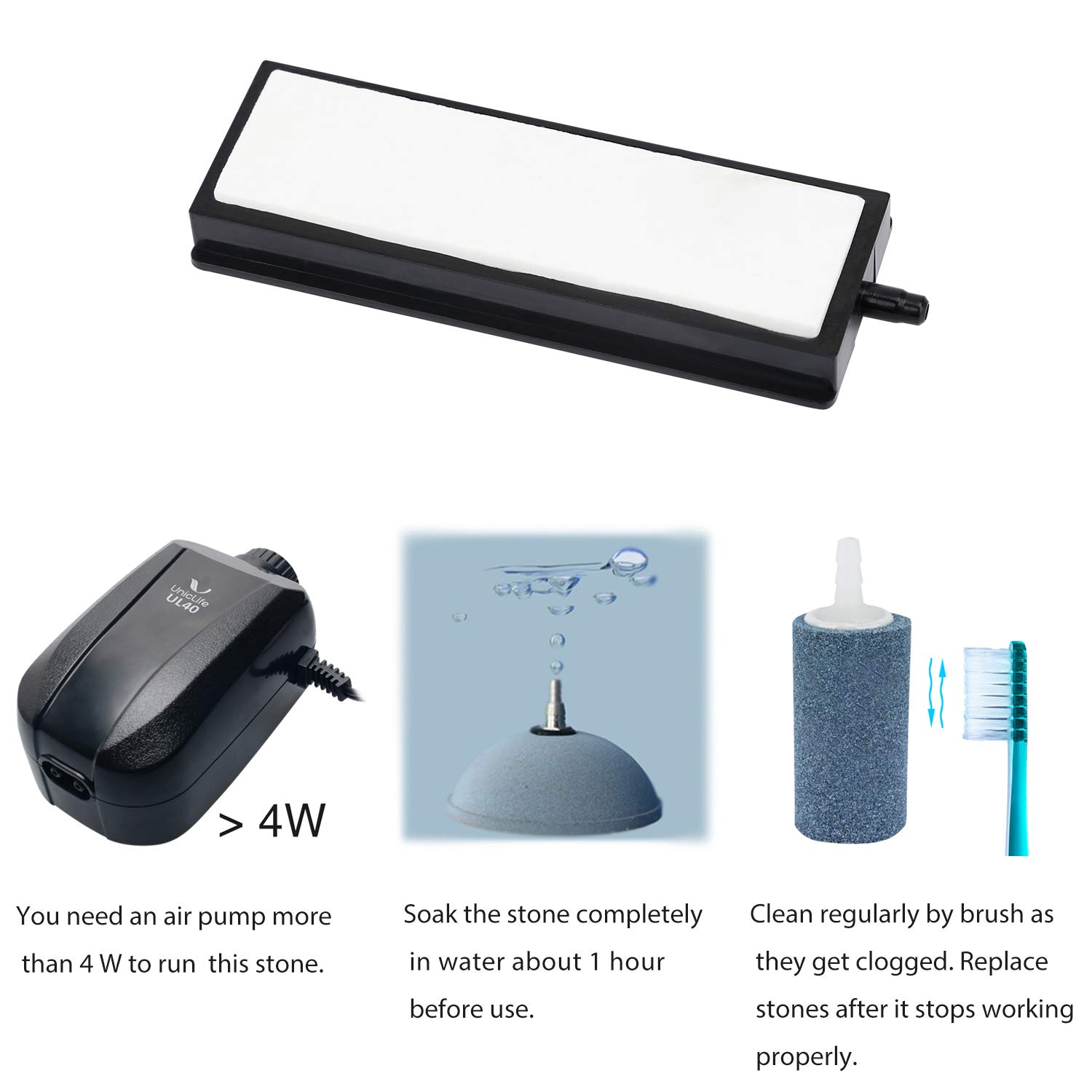 Uniclife 10cm Air Stone Bar Aquarium Fish Tank Micro Bubble