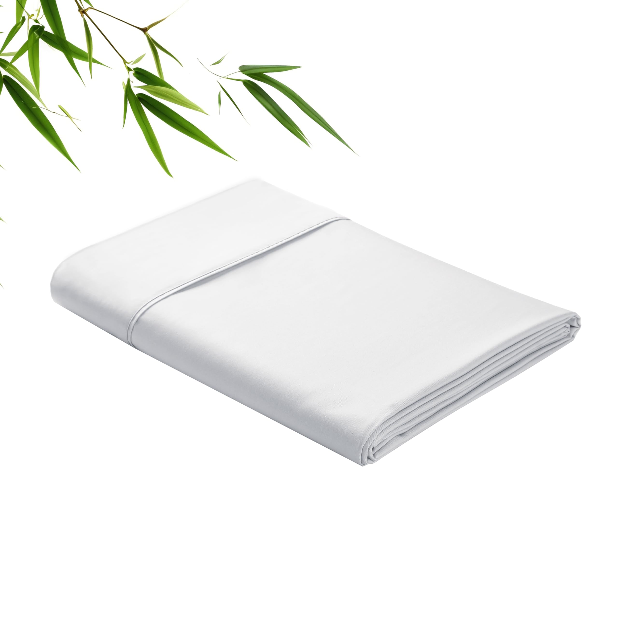Bamboo Viscose Flat Sheets Only, 400 Thread Count Sateen Weave King Size Flat Sheet Only, Luxury Soft Cooling for Hot Sleepers, Silky Breathable (White, King)