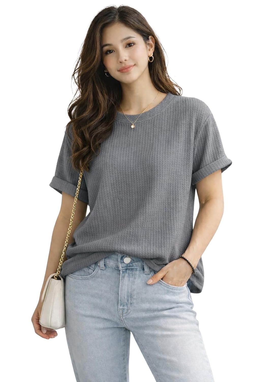 ALPHAFIT Women's Casual Waffle Knit Crew Neck T-Shirt Short Sleeve Summer Top Lightweight Relaxed Fit Soft Comfortable Bas... - Review, Price and Buying Guide