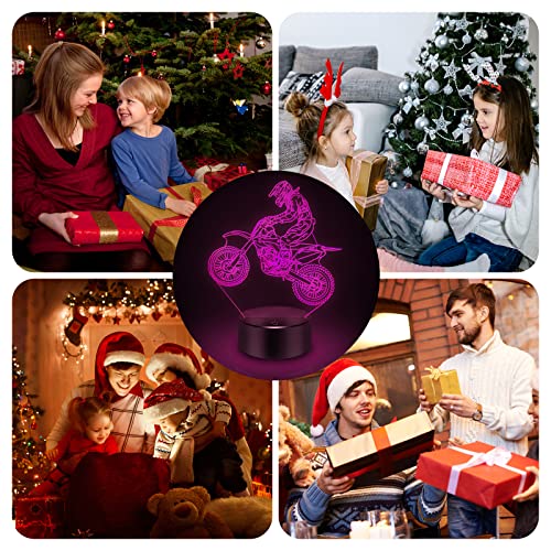 Image of BASSI Dirt Bike Gift 3D Night Light, 16 Colors Changes Remote Control Motorcycle Lamp, LED Dirtbike Decor Toys for Boys Girls Room Birthday Xmas for Kids