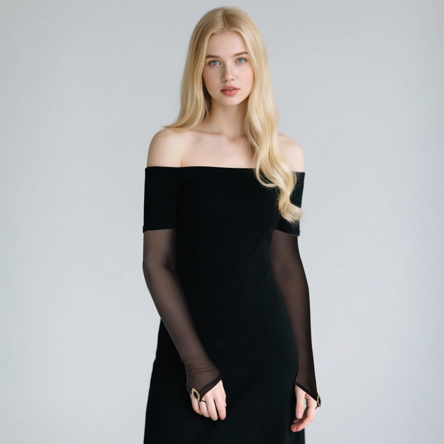 Heliltd Black Fingerless Long Opera Gloves for Women Stretchy Mesh Evening Gloves for Weddings Bridal 1920s Costume Halloween - Image 6