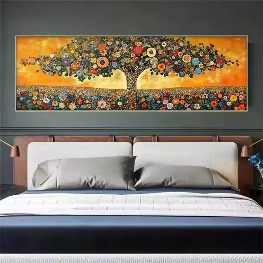 Cuadro abstracto de paisaje floral de 30x90cm ideal para vestir paredes vacías y pasillos