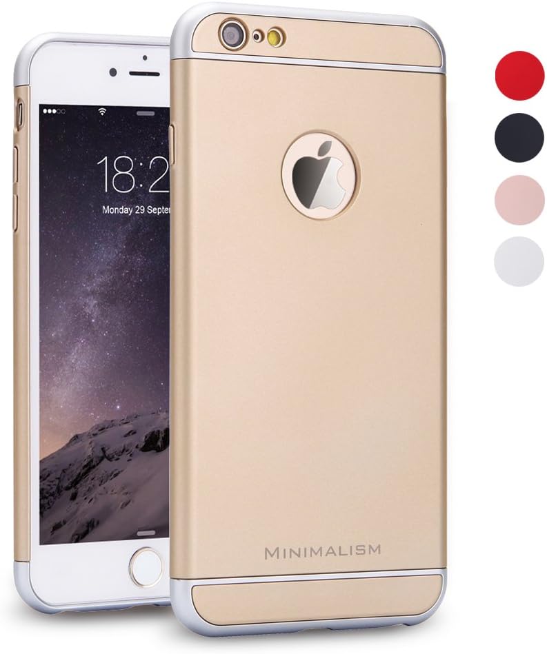MINIMALISM iPhone 6s Case, iPhone 6 Case, 3 in 1 Ultra Thin and Slim Design Coated Premium Non Slip Surface with Excellent Grip Case Fit for iPhone 6 (4.7'') and iPhone 6S (4.7'') - Gold