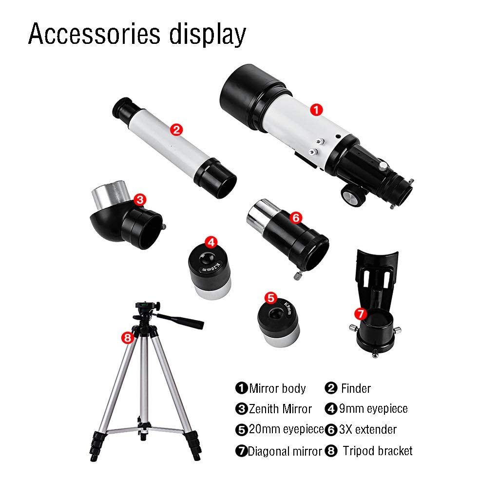 ARCH Telescopio Astronómico For Niños Y Adultos Y Telescopio Refractor Principiantes, Portátil Telescopio Viajar con Un Sostenedor Ajustable del Trípode Y El Teléfono Inteligente, Lleva El Bolso