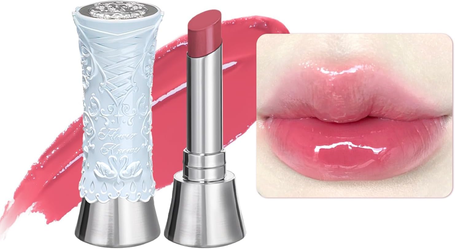 Swan Ballet Shine Lipstick,Hydrating Solid Lip Gloss,Moisturizing Pink Tinted Lip Balm-Long Lasting Lip Gloss in Balm for Girls&Women(B06 Blue Ribbon)