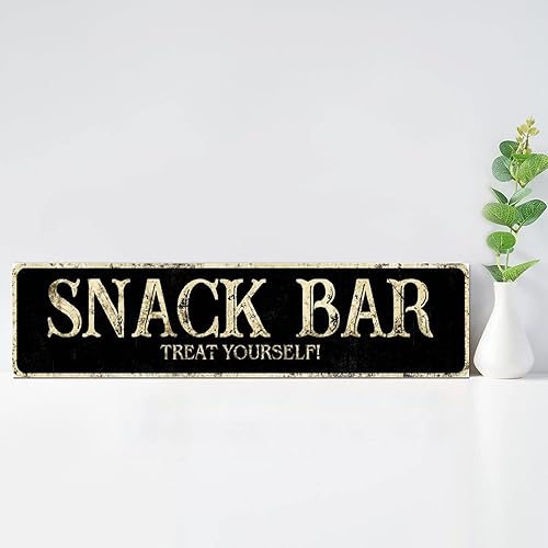 Miniatura 4 de Madcolitote Letrero de calle personalizado SNACK BAR con texto en inglés Snack Bar de madera Treat Yousel, arte de pared rústico para decoración de