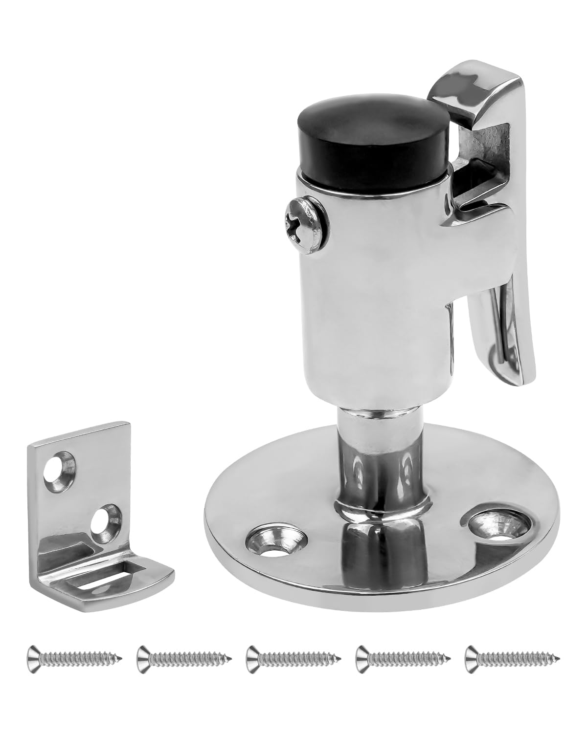 Door Stopper Catch Set Marine Grade 316 Stainless Steel, Heavy Door Holder Catch Hatch Stopper Soft Stop Keep Door Open Surface Mirror Reflection for