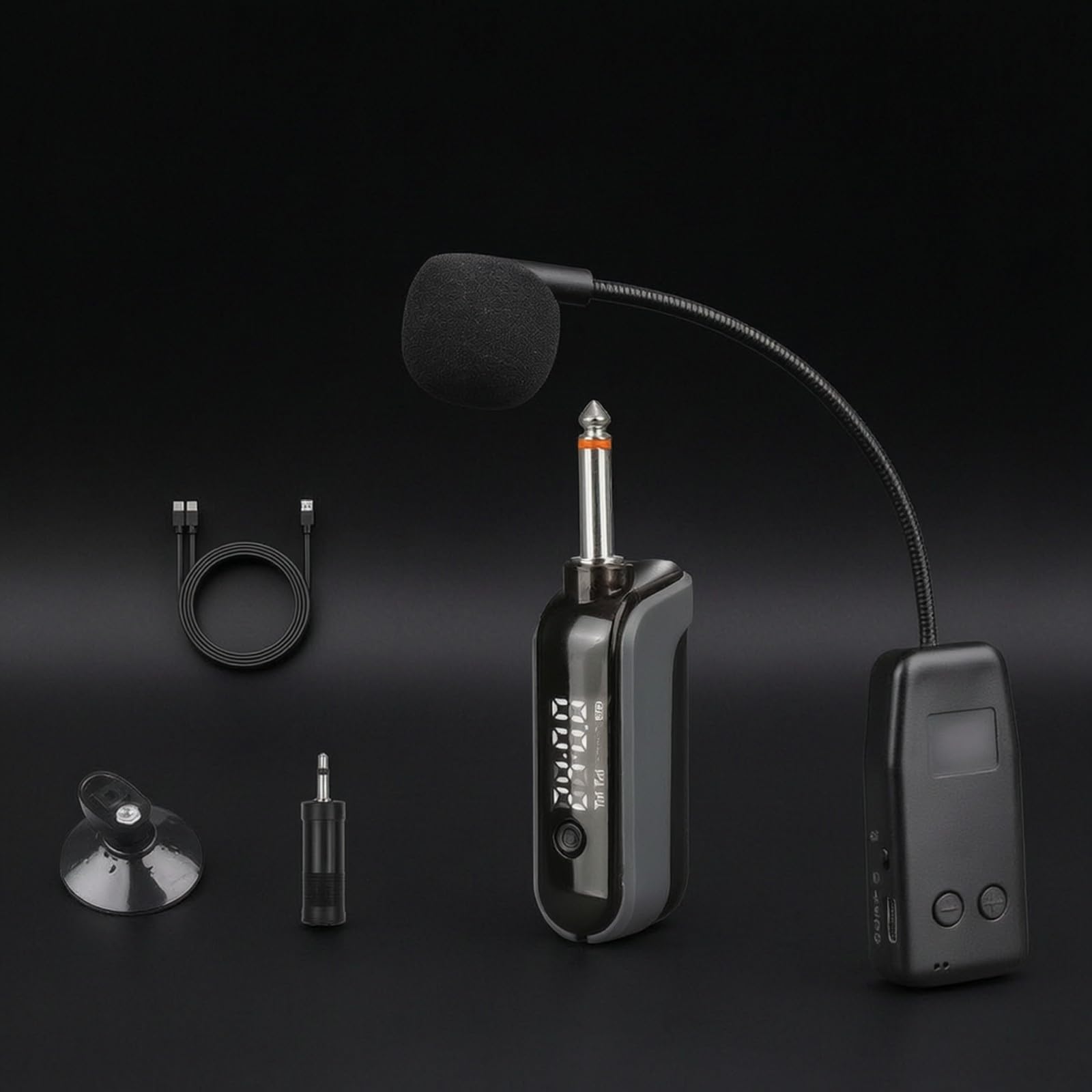 Praktisches Saugnapf Mikrofon für Saitenklang mit USB Ladekabel Und Adapterstecker für Mobile Aufnahmegeräte