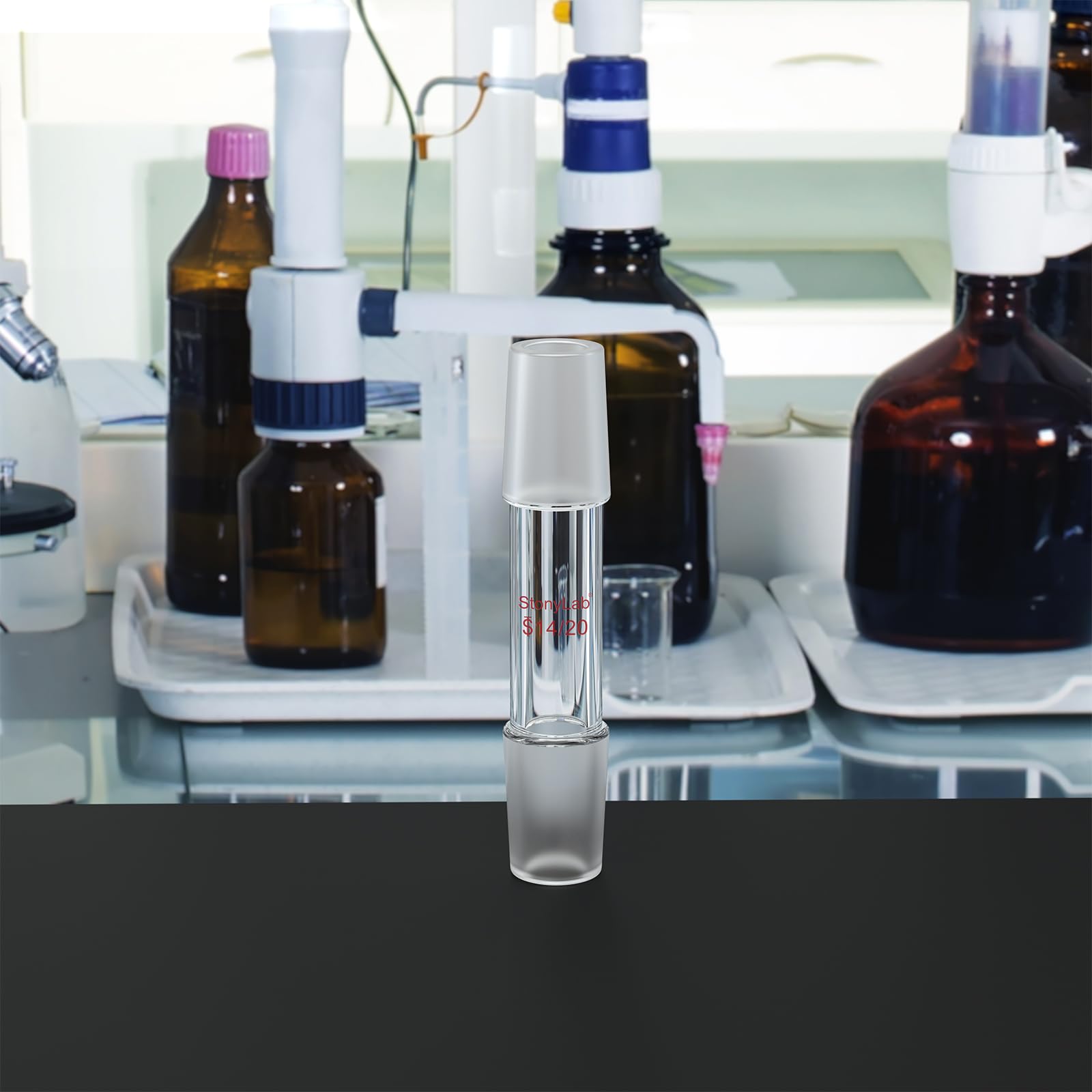 stonylab Adaptateur de Connexion Droit en Verre Borosilicate, Raccord Droit 30 mm entre Deux Joints Internes Standard 14/20 pour Verrerie de Laboratoire