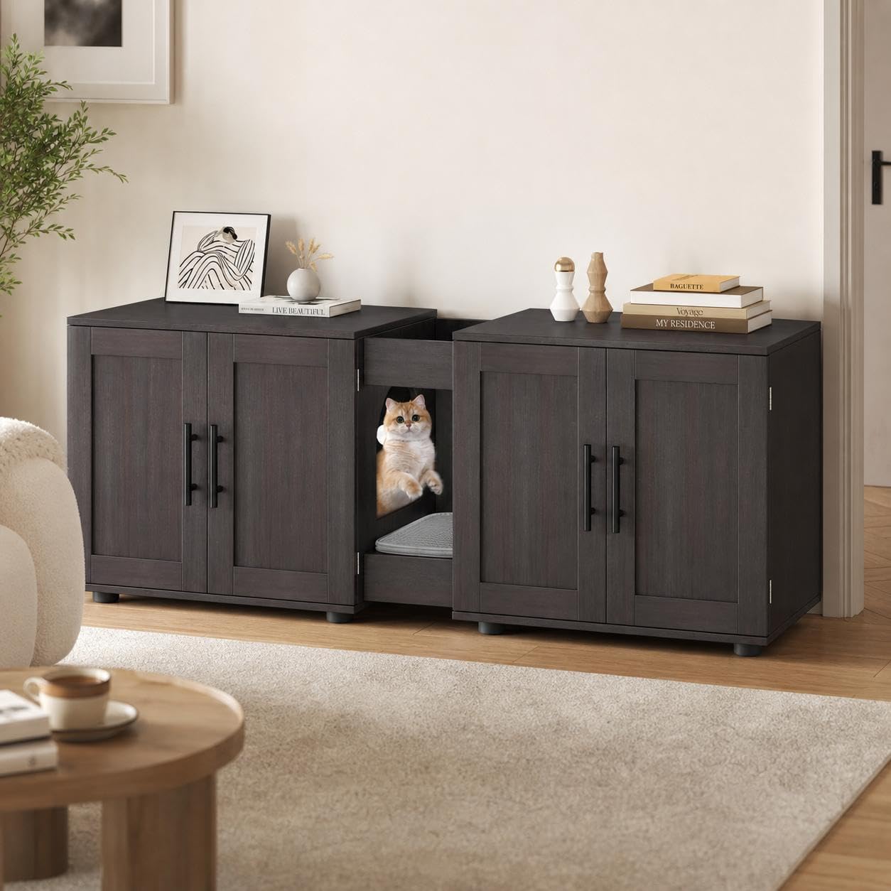 Koioplie 55in Cat Litter Box Enclosure - Double Room Furniture