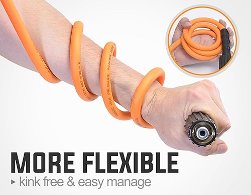 Miniatura 5 de YAMATIC Pro-Flex Manguera de lavado a presión de 50 pies con juego de adaptadores M22-0.591 in y M22-0.551 in, repuesto para lavadora eléctrica de