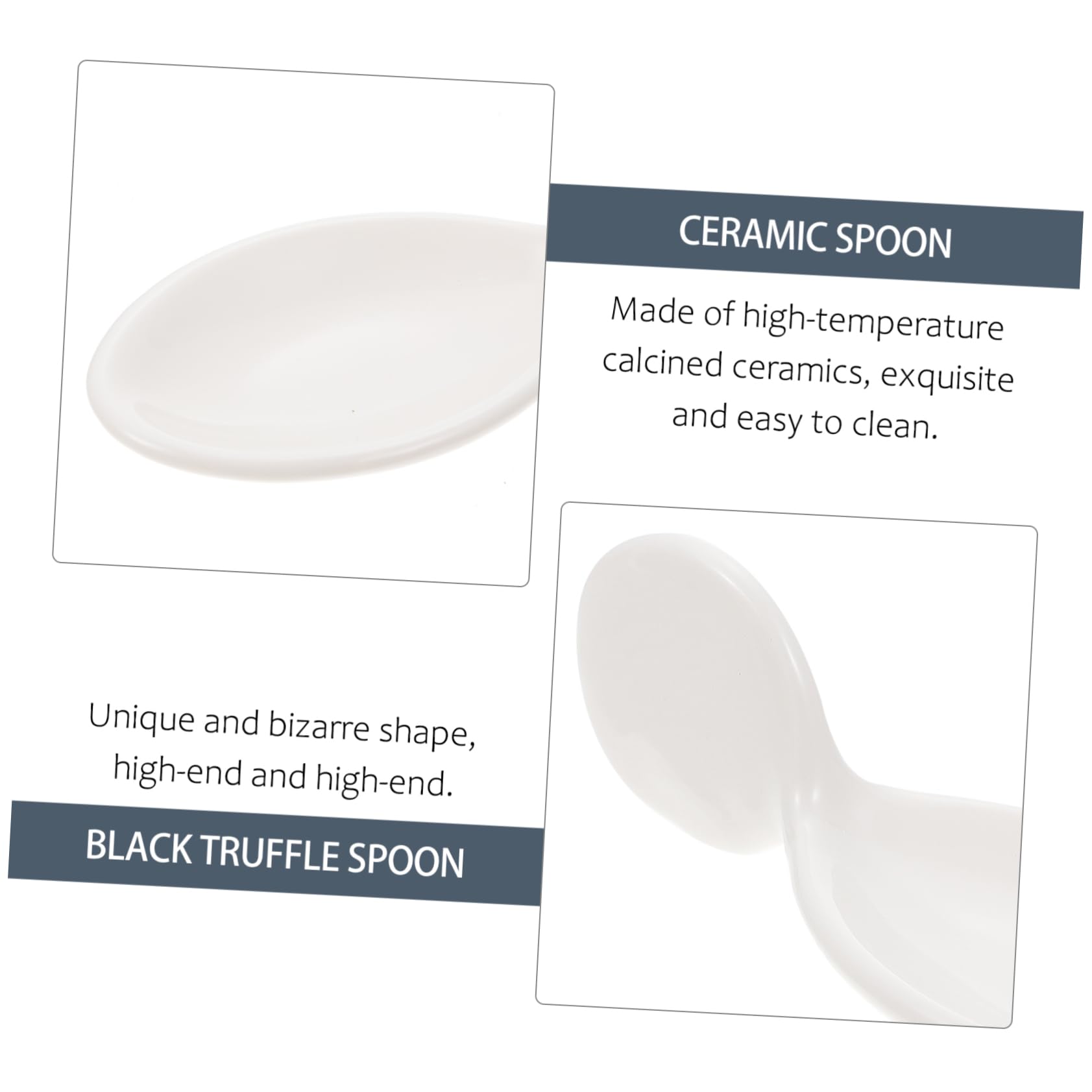 Garneck Black Spoons Silverware Ceramic Spoon Set Truffle Serving Caviar Storage