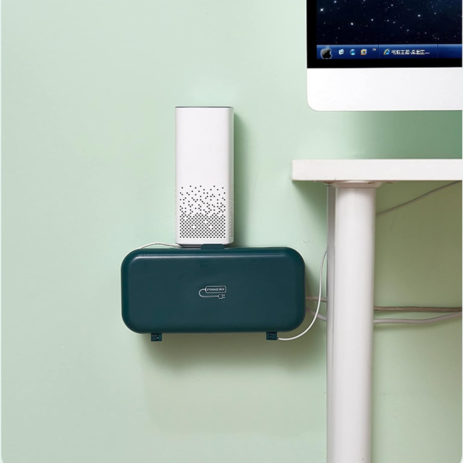 Wire and Power Strip Storage Box Wall Mounted Non-Punching Large Capacity Hollow Heat Dissipation Cable Anti Dust Box Cable Cords Organizer Boxes (Yellow)