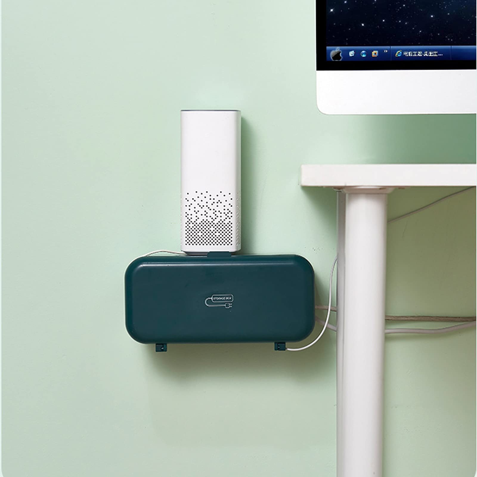 Kabelmanagement-Box Kabel- und Steckdosenleisten-Aufbewahrungsbox Wandmontierte, Nicht stanzende Kabelmanagement-Box Große Kapazitäts-Hohlwärmeableitungskabel Anti-Staub-Box Kabelaufbewahrungsbox (C