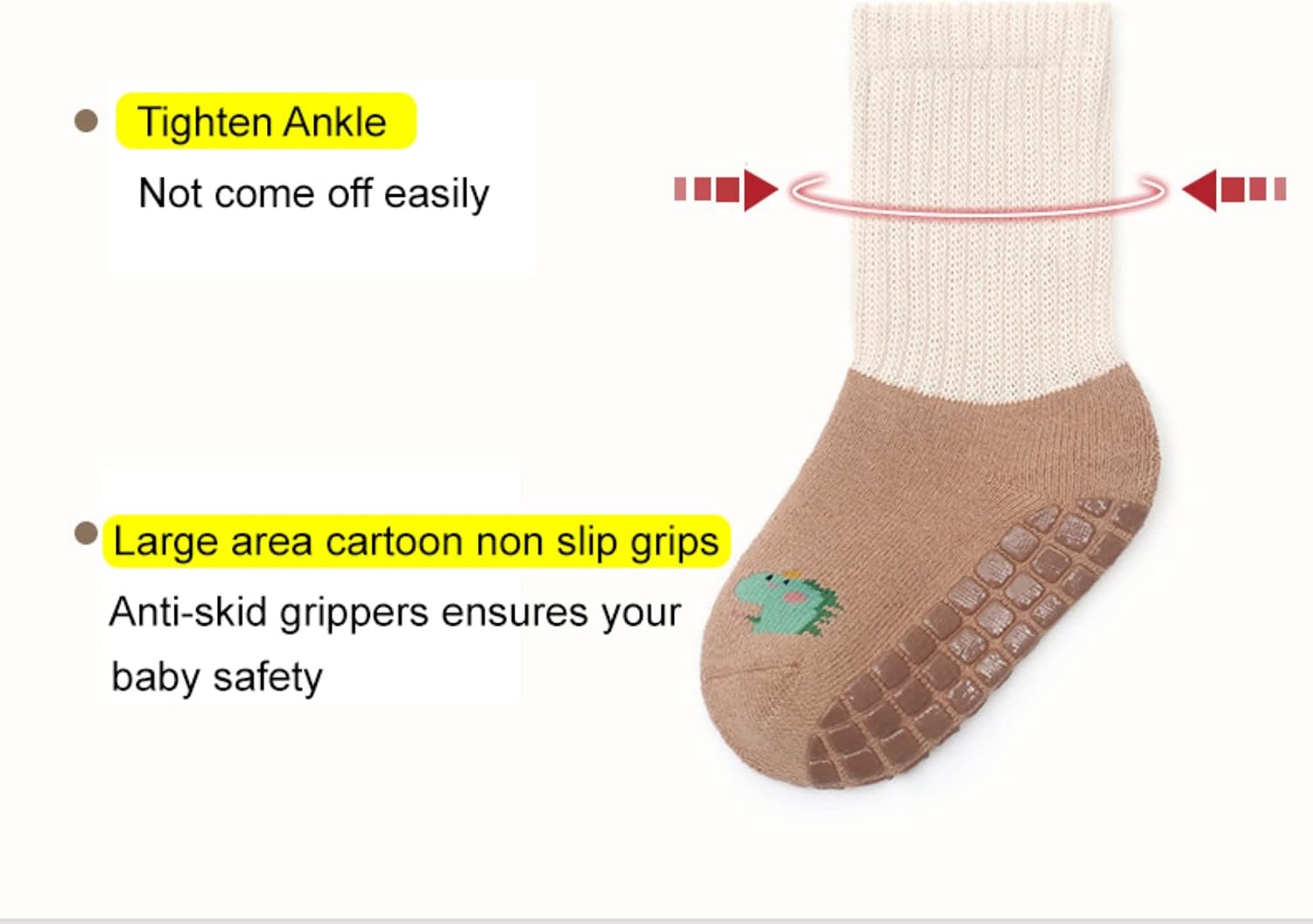 Baby Non-skid Grip Socks Toddler Socks Warm Thick Anti Skid Slipper Crew Socks for Girls Boys Infant Newborn 6 Pairs