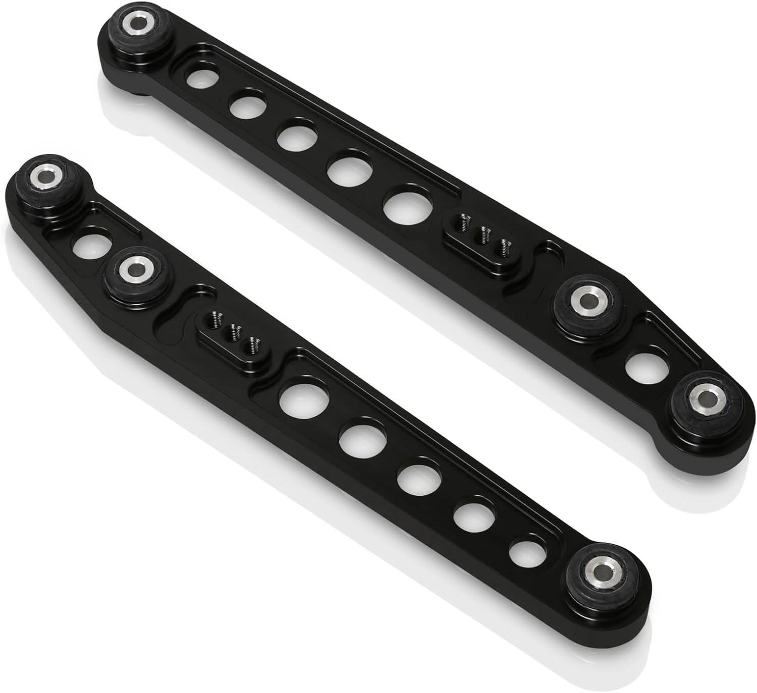 AJP Distributors JDM Suspension Rear Lower Aluminum Control Arms Kit Black LCA Solid Polyurethane Bushing Set Compatible/Replacement For Civic EK EM LX DX EX SI 1996 1997 1998 1999 2000 96 97 98 99 00