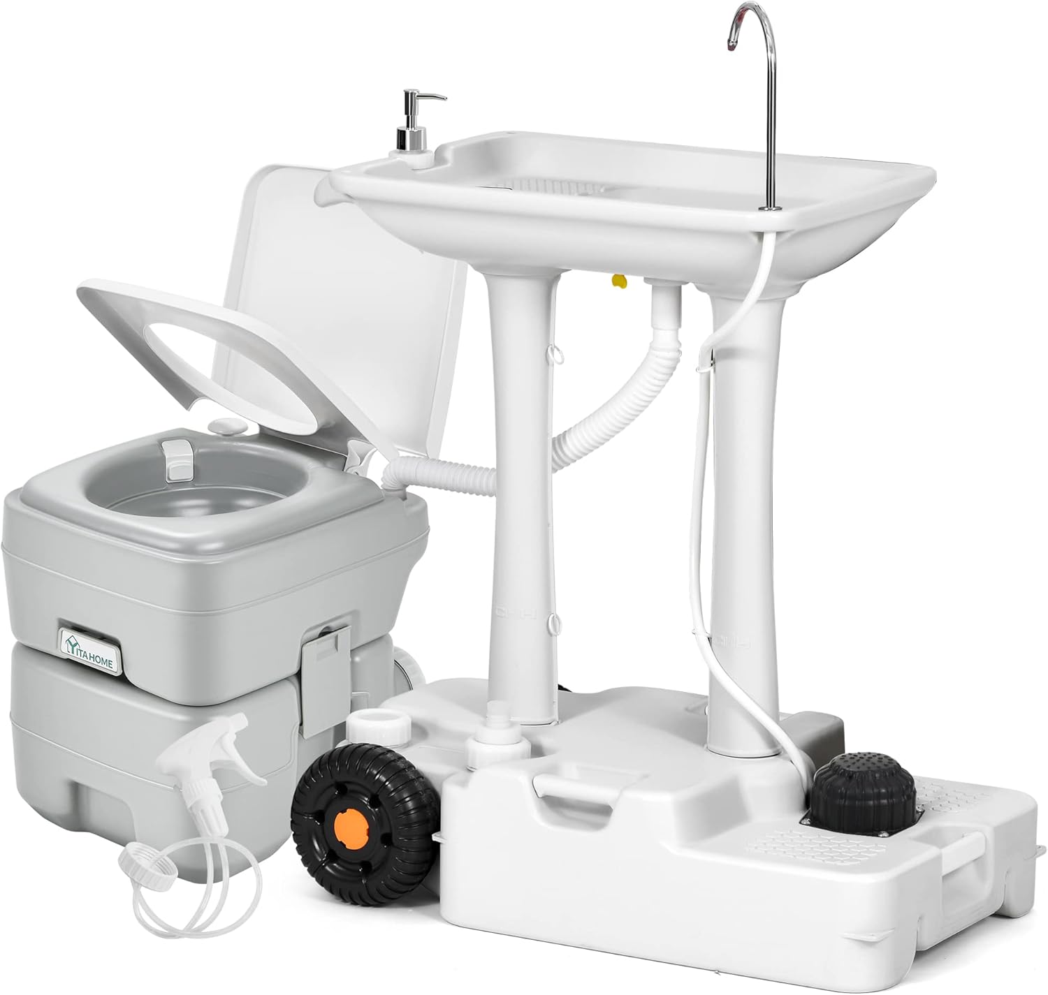 Amazon.com: YITAHOME Portable Sink and Portable Toilet, 30L Camping Sink & 5.28 Gallon Camping ...