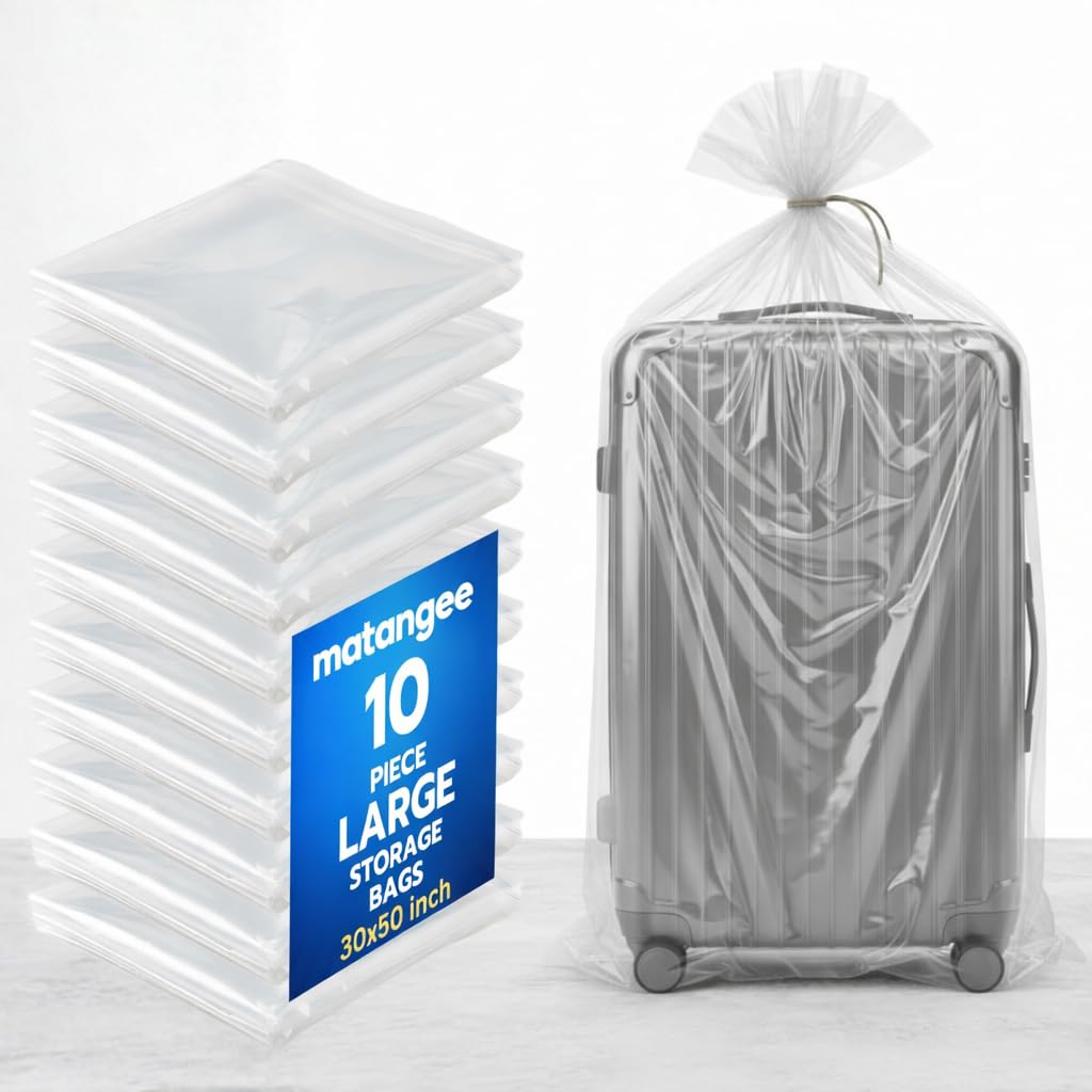 10 Piece Large Clear LDPE Plastic Bag 30 x 50 Inch | Jumbo Thick Transparent Luggage Trolley & Suitcase Covers | Dustproof Storage for Travel, Moving, Mattress, Chair, Art | 60 Micron-image-36