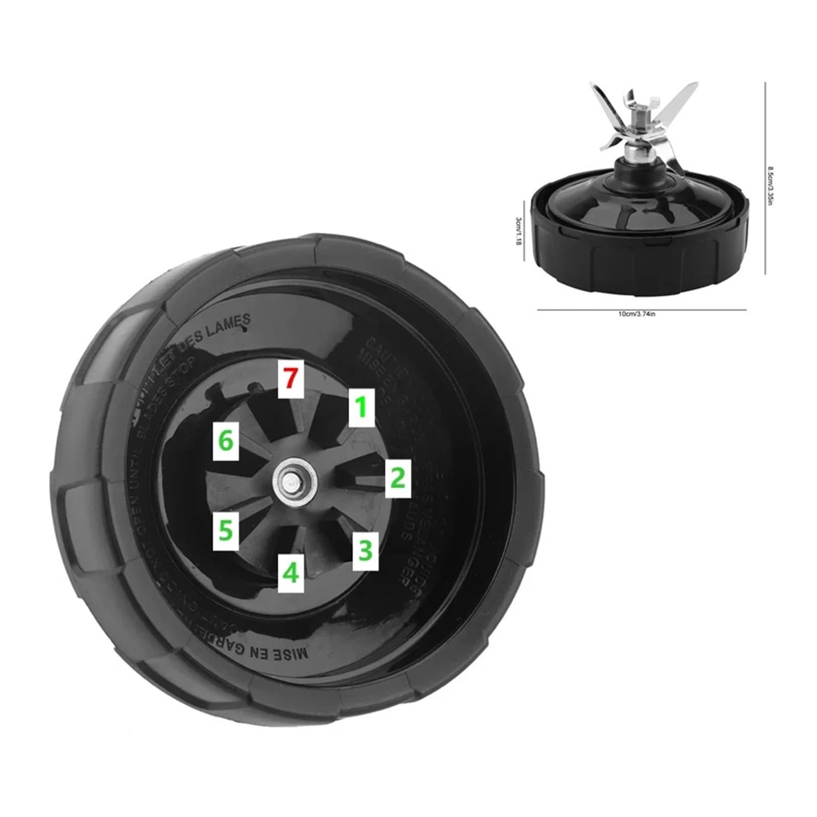 Lama Inferiore For Estrattore Da 1000 W Con 7 Alette, Compatibile Con Nutri, Ninja, Frullatore Spremiagrumi 18/24/32 Once BL642 BL64