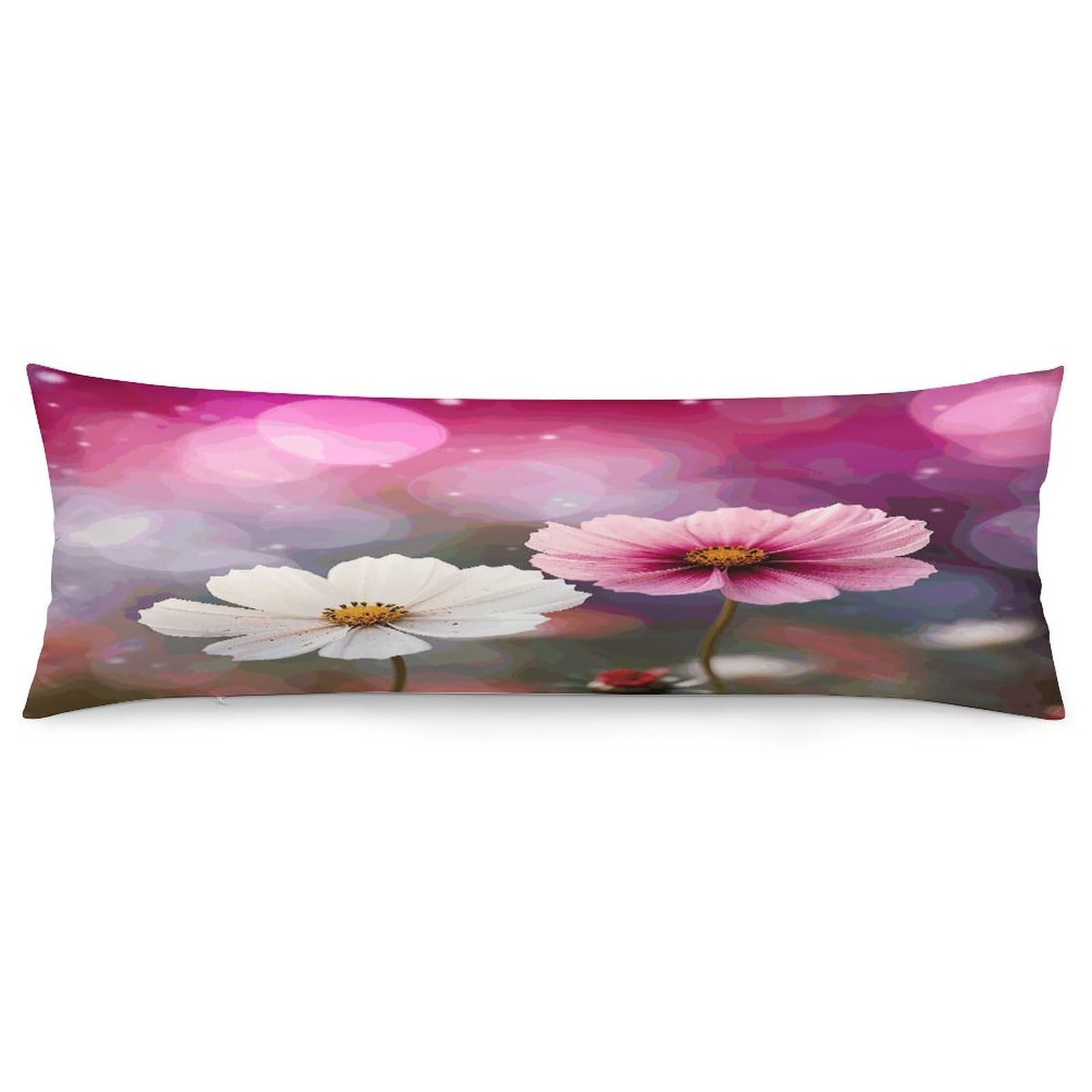 Two Peach Flowers Body Pillow Cover Long Body Pillow Pillowcase with Hidden Zipper Ultra Soft Polyester Pillow Cases Breathable & Silky Long Pillows Case Cover 19x53 in