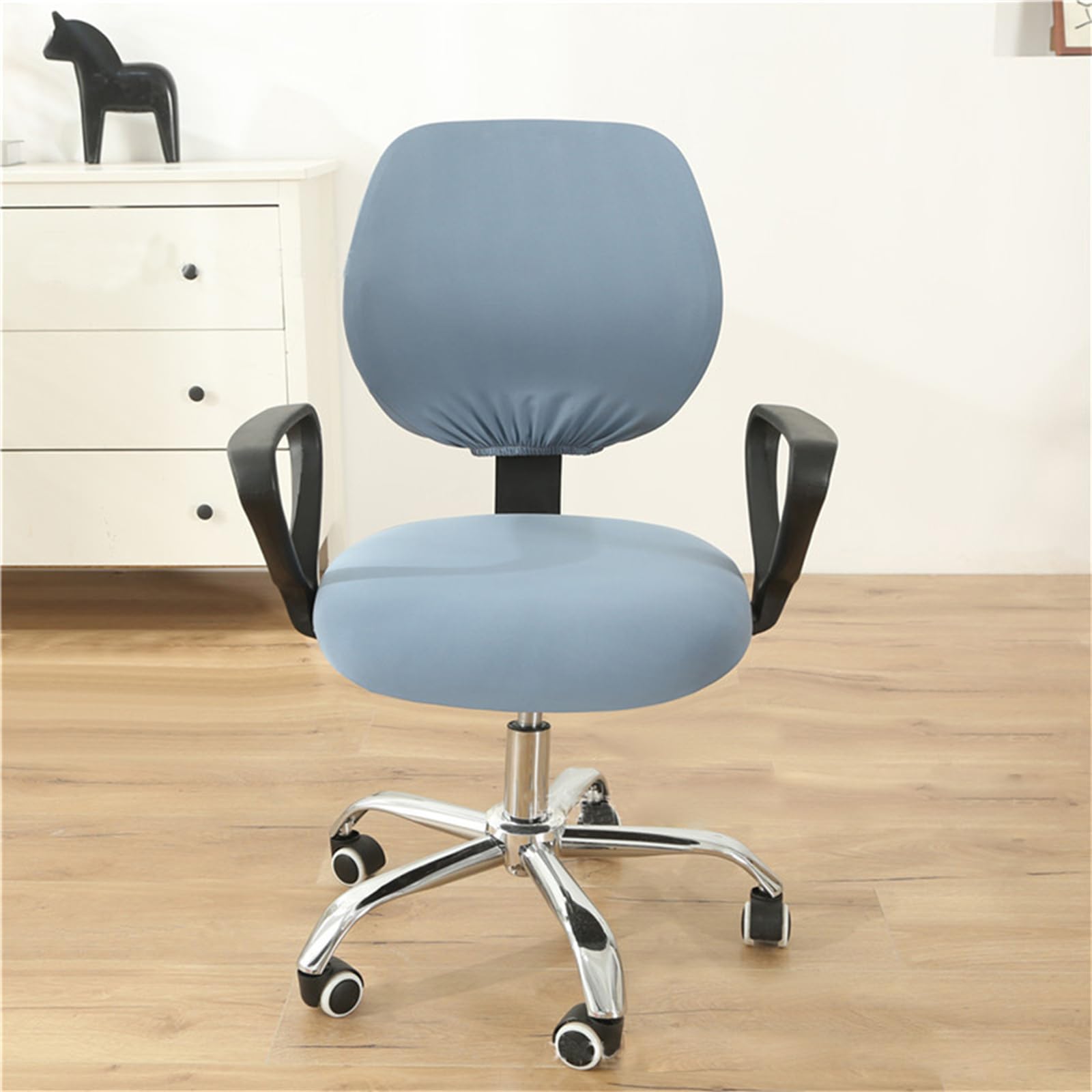 Lidzopas Funda elástica para asiento de oficina, funda dividida para silla de oficina, funda para respaldo para protectores universales de silla giratoria, color gris y azul