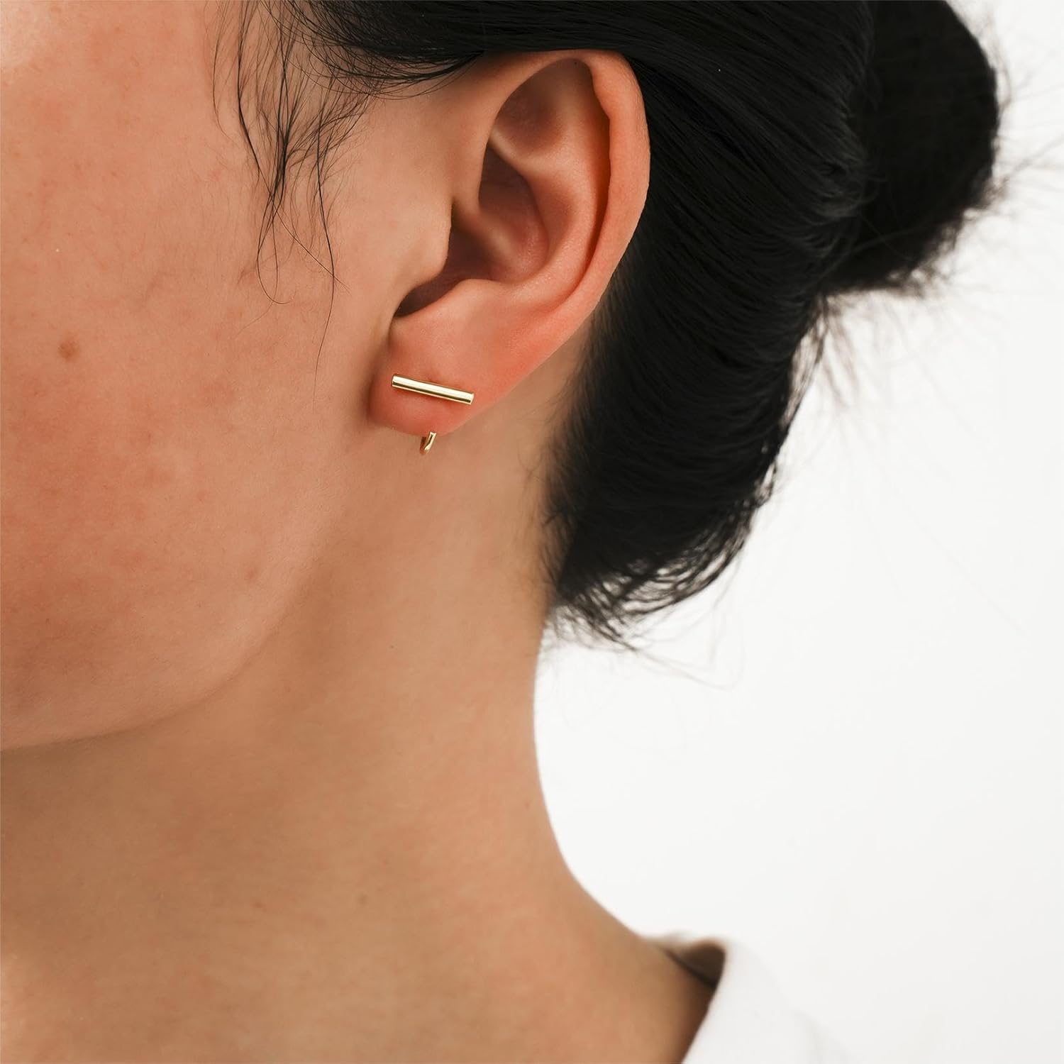 CHIC & ARTSY 925 Sterling Silver Half Hoop Earrings for Women, Small Huggie Hoops Set with Ball Bar Star Moon Cross & Pearl, Lightweight Comfort Fit Everyday & Sleep Earrings - Image 3