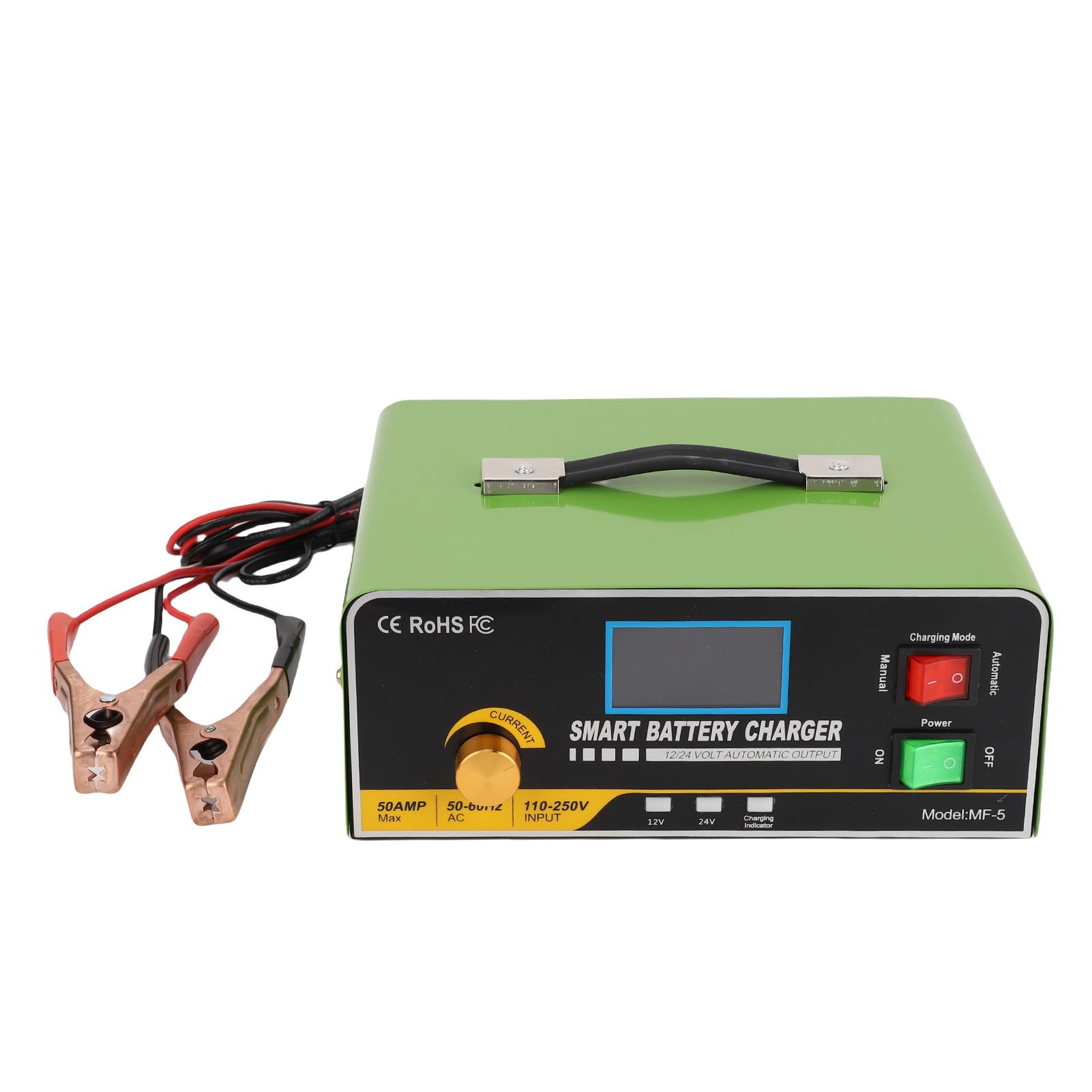 SEAFRONT Cargador de Batería Inteligente 12V/24V Cargador de Batería Multifuncional Inteligente de Acero Inoxidable (Enchufe de la UE)