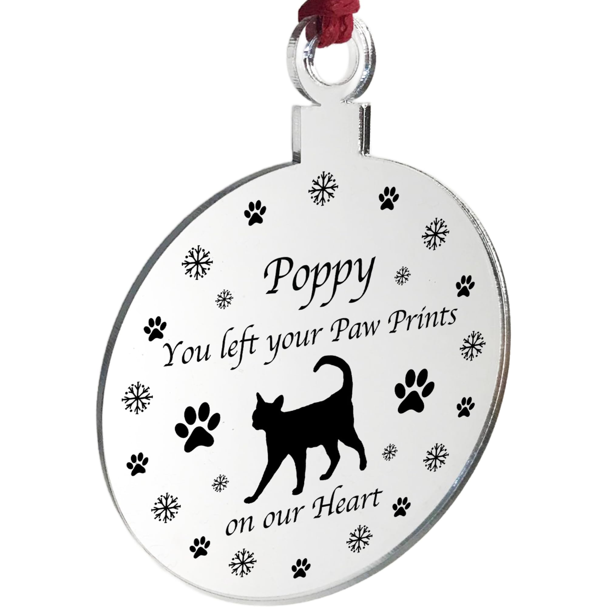 Cat Memorial For Christmas Tree Personalised Engraved Bauble Cat Gift For Family