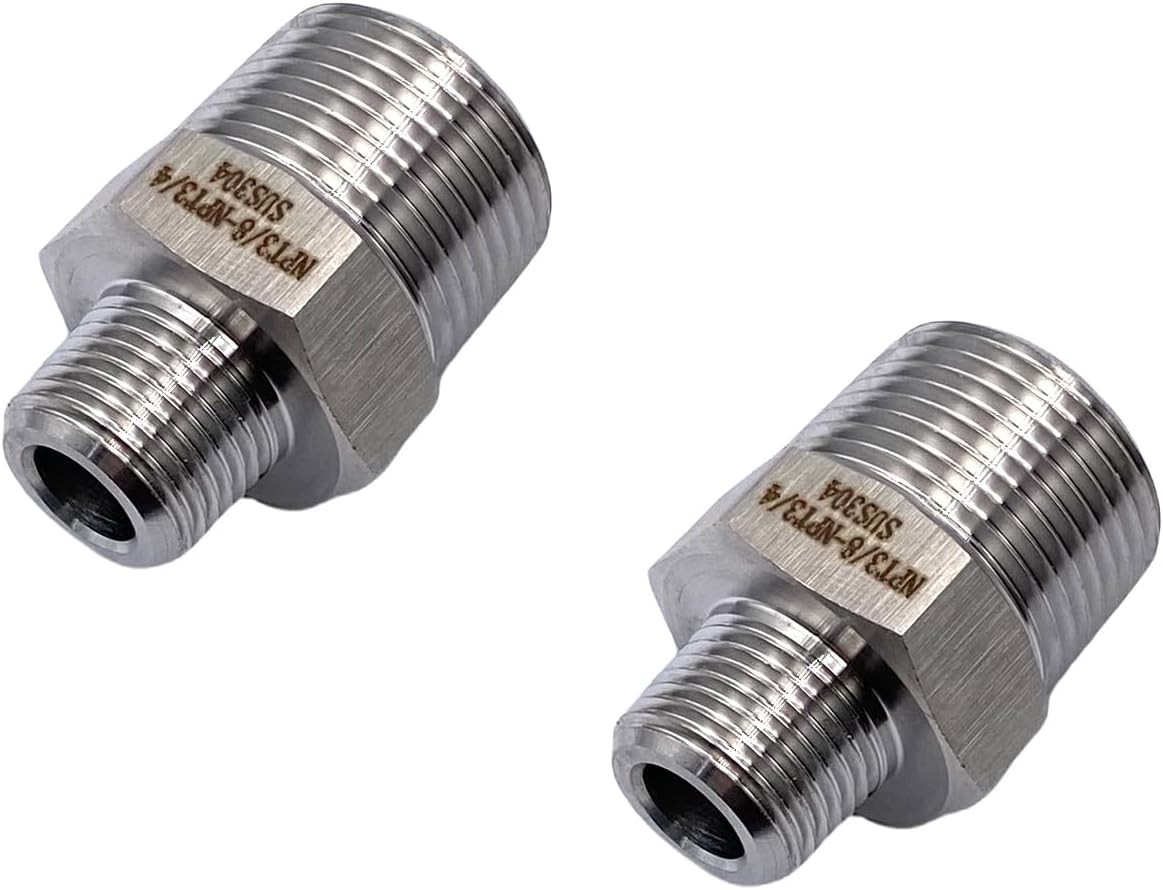 3 Pcs 3/4" NPT Male to 3/8" NPT Male Stainless Steel Hex Nipple Hose Reducer Connectors for Plumbing Hydraulic Systems RV and Home Applications NPT Thread PVC Pipes