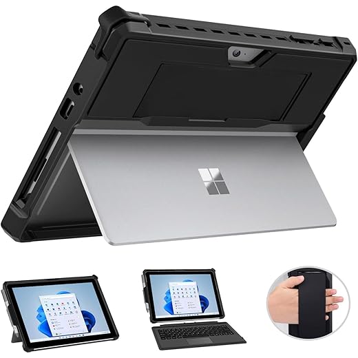 MoKo Case Fit Microsoft Surface Go 4 /Surface Go 3 / Surface Go 2 / Surface Go Case, All-in-One Protective Cover Case with Pen Holder Hand Strap, Compatible with Type Cover Keyboard - Black