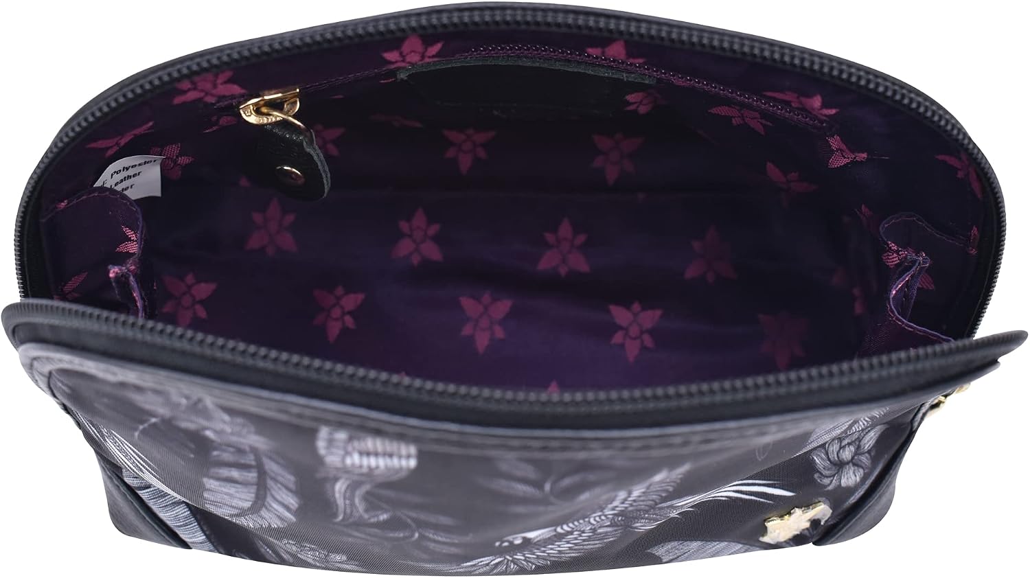 Anuschka Dome Cosmetic Bag - Wanderlust Collection - Nylon Fabric with Genuine Leather Trim and Artwork Print