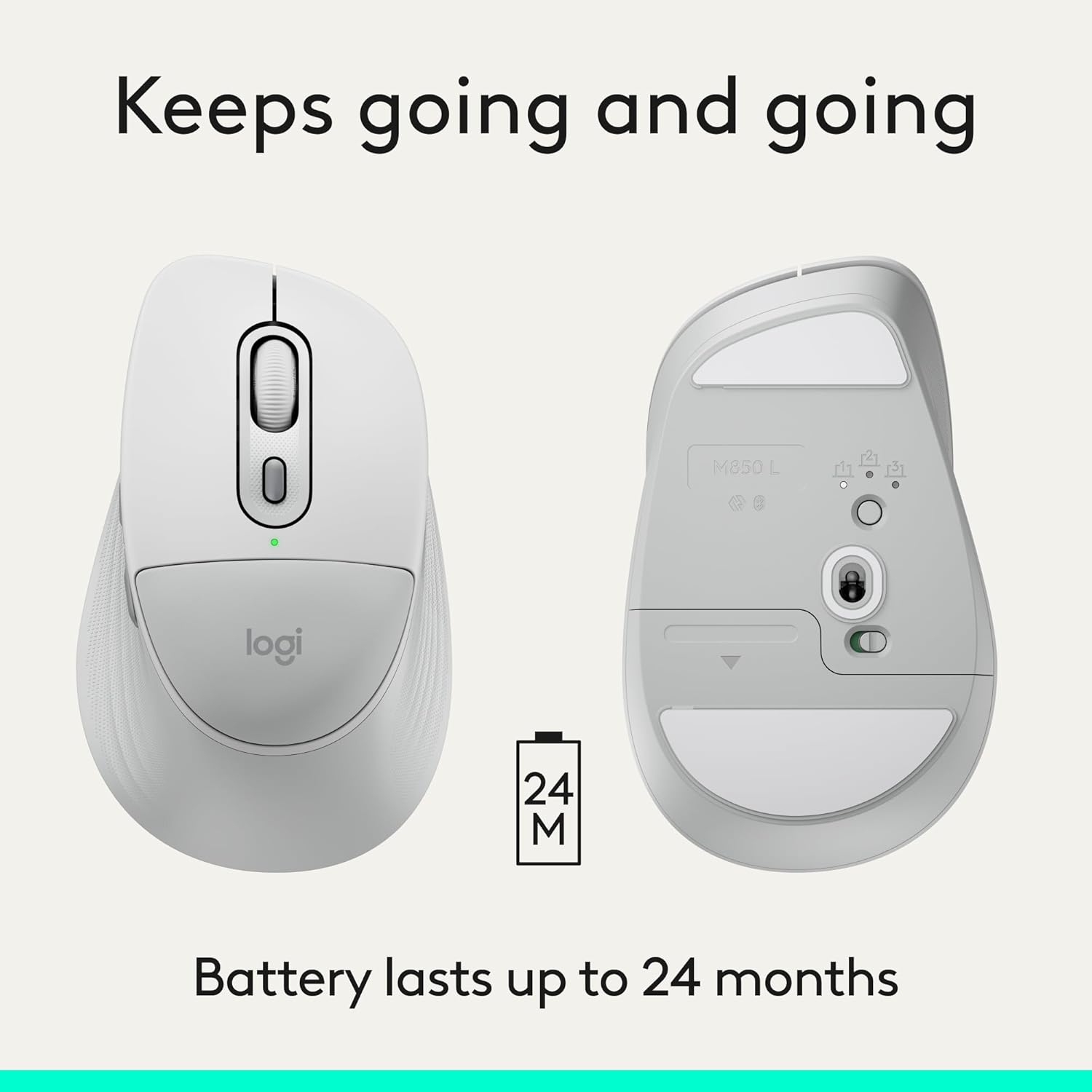 Logitech Signature Comfort Plus M850 L Wireless Mouse, Bluetooth Mouse with Palm Cushion, Silent Clicks, 24-Month Battery, Customizable Buttons, for Windows, Mac, iPad - Off White 13 613S2AwMprL. AC SL1500