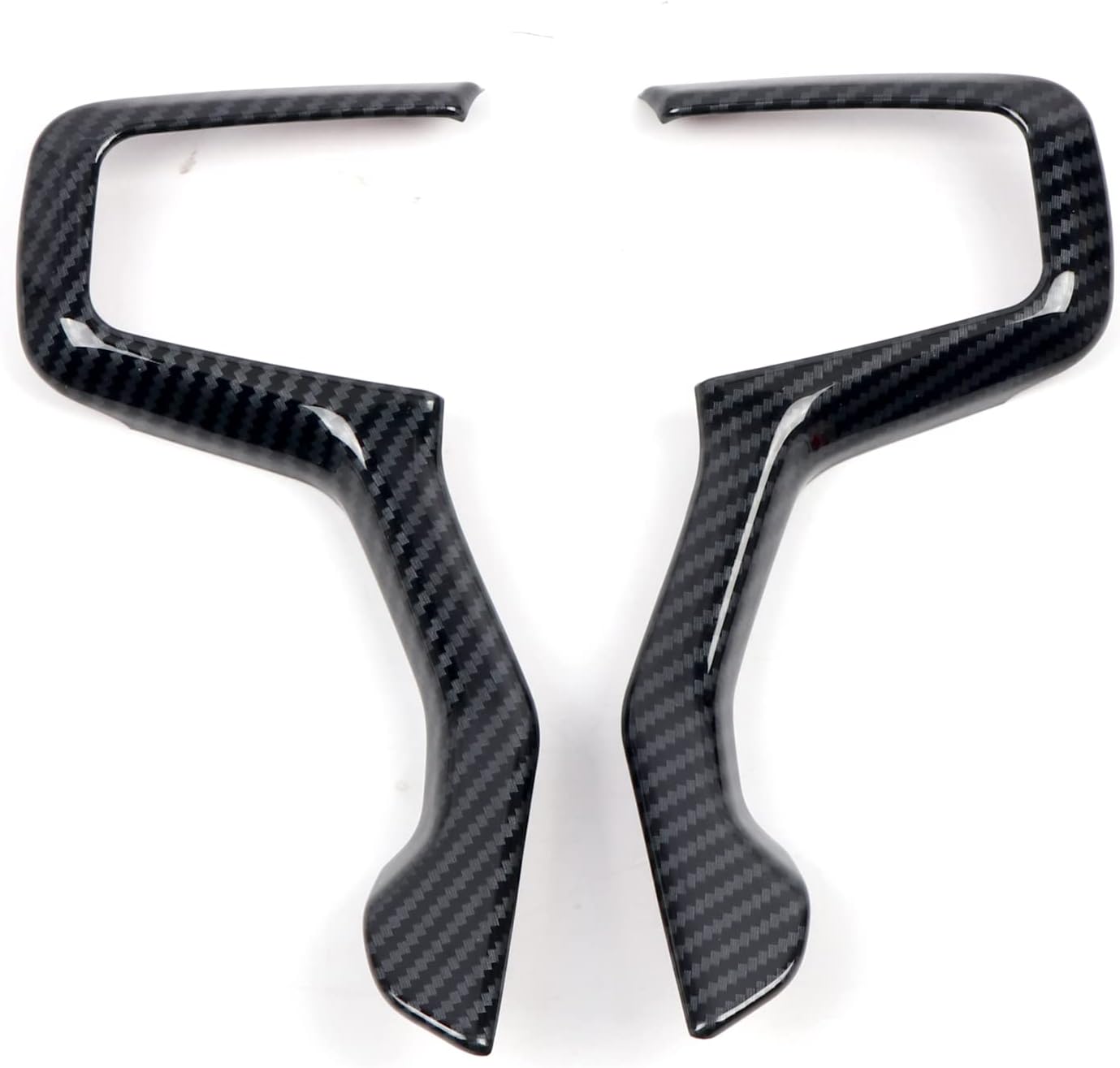 for Chevy Silverado 1500 2019-2022 Carbon Fiber Black Interior Steering Cover Trim 2pcs Car Accessories