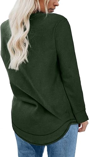 Miniatura 4 de Ceboyel Camisetas de otoño 2023 para mujer, camisetas de color liso, túnica de manga larga, blusas casuales elegantes para salir, ropa de mujer