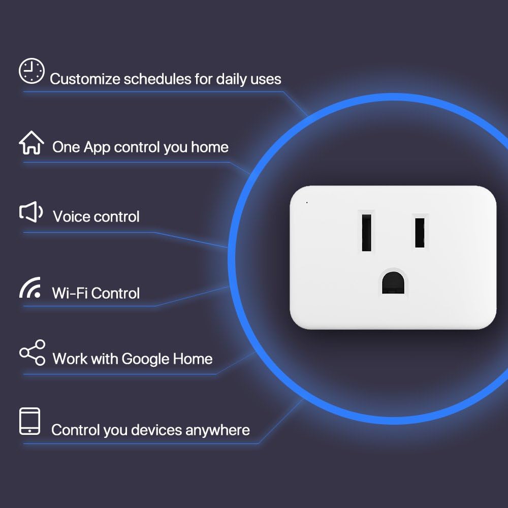 Smart Plug Mini Enabled WiFi Outlet Socket, Compatible With Alexa and Google Home Assistant, No Hub Required, LUMIMAN 6 Pack